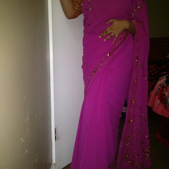 Gorgette saree - Picture 2 of 5